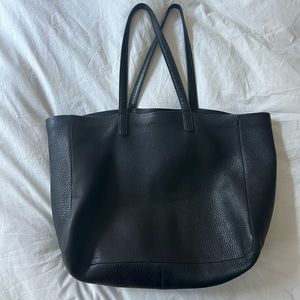 Black leather Baggu tote bag